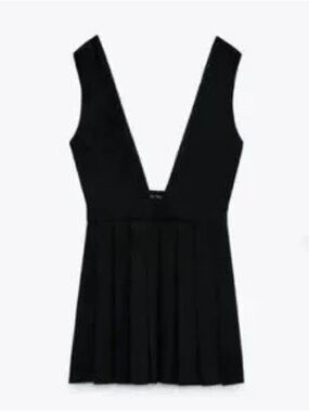 Zara Black Deep V Mini Dress